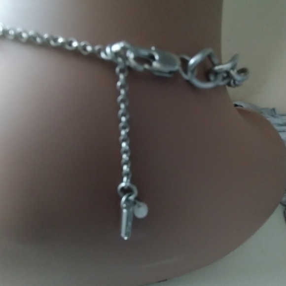 **Preowned Silver-Colored Necklace with Aqua & Blue Drop Pendants ๐ง๐ฟ** - Picture 4 of 11